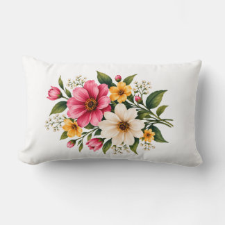 Elegantes rosa und gelbes Blumenbouquet Botanisch  Lendenkissen
