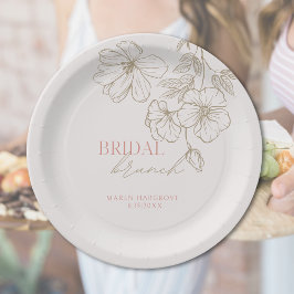 Elegantes Rosa und Gold Bridal Brunch Brautparty Pappteller