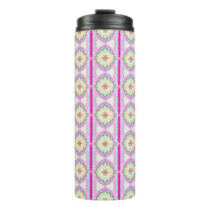 Elegantes Rosa und Gold geometrisches Blumenmuster Thermosbecher
