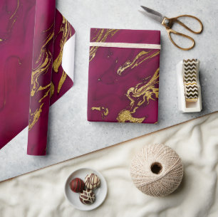 Elegantes Rosa und Gold Herbst Marmorstein Geschenkpapier