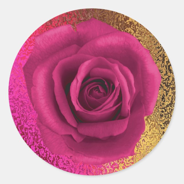 Elegantes Rosa und Gold mit Rose Aufkleber (Vorderseite)