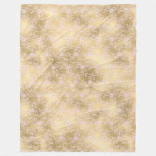 Elegantes rosa und goldenes, florales Spitzen Fleecedecke