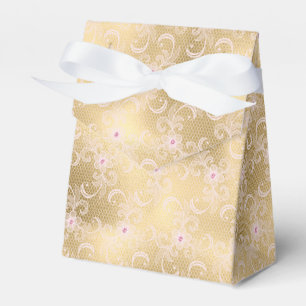 Elegantes rosa und goldenes, florales Spitzen Geschenkschachtel