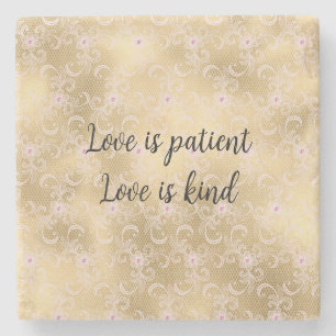 Elegantes rosa und goldenes, florales Spitzen Steinuntersetzer