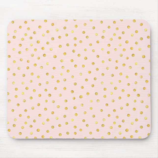 Elegantes rosa und goldenes Foil Confetti Dots Mus Mousepad (Vorne)