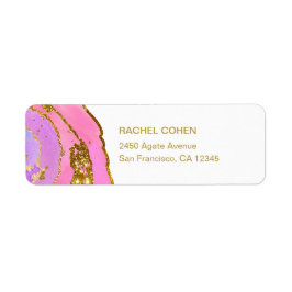 Elegantes rosa und goldenes Geode-Label