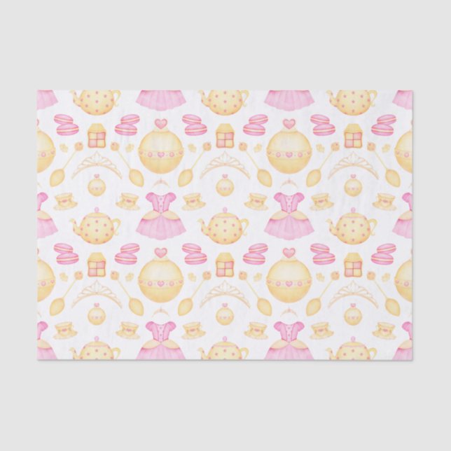 Elegantes rosa und goldenes Party Seidenpapier (Vorderseite)