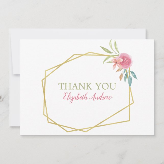 Elegantes rosa und goldenes Wasserfarben Bat Mitzv Dankeskarte (Vorderseite)