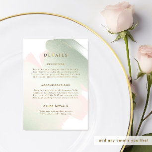 Elegantes Rosa und Grün bei Hochzeiten Begleitkarte