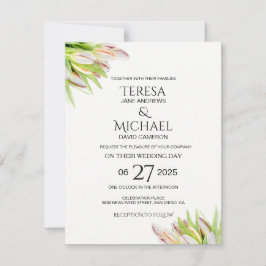 Elegantes Rosa und grünes Tulip Hochzeitungs-Wasse Einladung