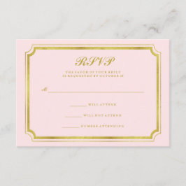 Elegantes Rosa und Imitats Gold Wedding RSVP Karte