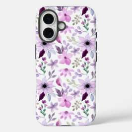 Elegantes Rosa- und Lila-Blumenmuster iPhone 16 Hülle