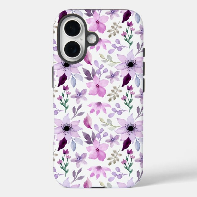 Elegantes Rosa- und Lila-Blumenmuster Case-Mate iPhone Hülle (Rückseite)