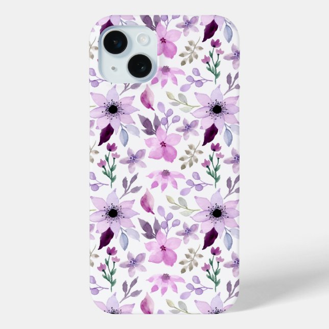Elegantes Rosa- und Lila-Blumenmuster Case-Mate iPhone Hülle (Rückseite)