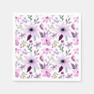 Elegantes Rosa- und Lila-Blumenmuster Serviette
