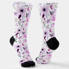Elegantes Rosa- und Lila-Blumenmuster Socken