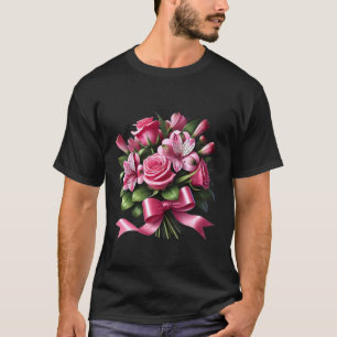 Elegantes rosa- und lilienblumenbouquet mit einer  T-Shirt