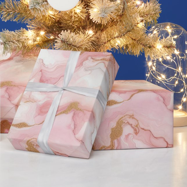 Elegantes Rosa und Rose Goldmedaille Geschenkpapier (Feiertage)
