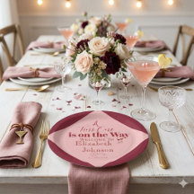 Elegantes Rosa und Rot "A Tini One" Baby Shower
