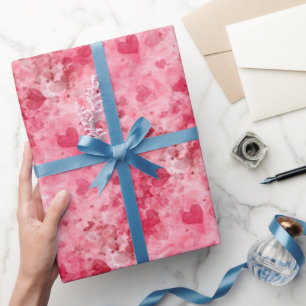 Elegantes rosa und rotes Herzen Geschenkpapier