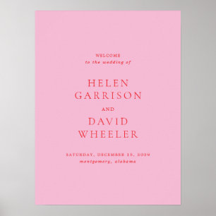 Elegantes rosa und rotes klassisches Hochzeits-Wil Poster