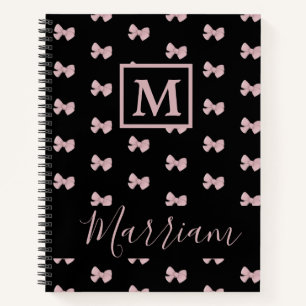 Elegantes Rosa und Schwarz Personalisiert Notizbuch