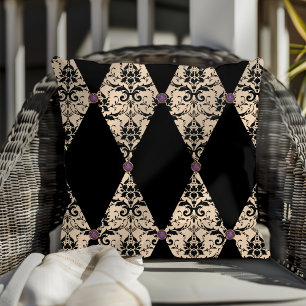 Elegantes rosa und schwarzes Diamant-Damaskus-Must Kissen