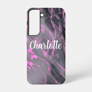 Elegantes Rosa- und Schwarzes Marmormuster Samsung Galaxy Hülle