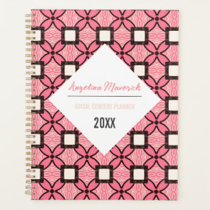 Elegantes rosa und schwarzes Retro-Muster Planer