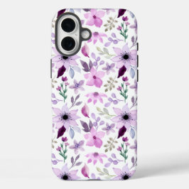 Elegantes rosa und violettes Blumenmuster iPhone 16 Plus Hülle