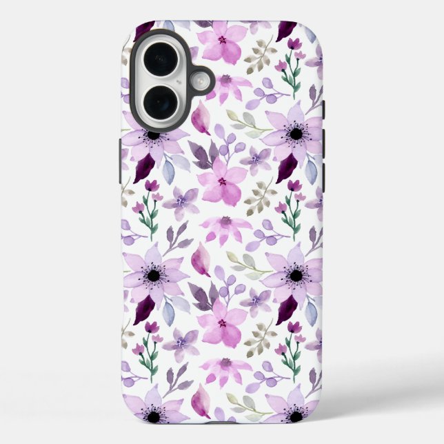 Elegantes rosa und violettes Blumenmuster Case-Mate iPhone Hülle (Rückseite)
