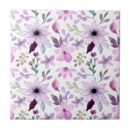 Elegantes rosa und violettes Blumenmuster Fliese