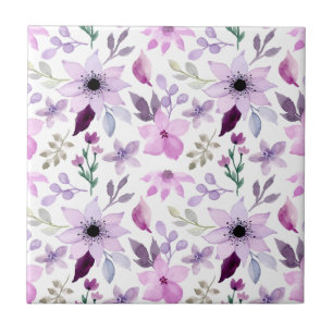 Elegantes rosa und violettes Blumenmuster Fliese