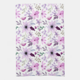 Elegantes rosa und violettes Blumenmuster Geschirrtuch