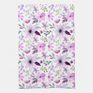 Elegantes rosa und violettes Blumenmuster Geschirrtuch