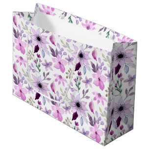 Elegantes rosa und violettes Blumenmuster Große Geschenktüte