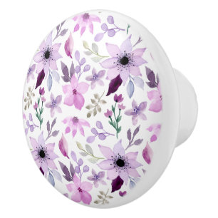 Elegantes rosa und violettes Blumenmuster Keramikknauf