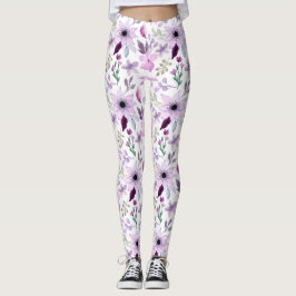 Elegantes rosa und violettes Blumenmuster Leggings