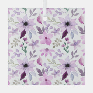 Elegantes rosa und violettes Blumenmuster Ornament Aus Glas