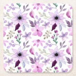 Elegantes rosa und violettes Blumenmuster Rechteckiger Pappuntersetzer