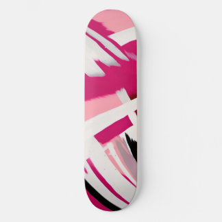 Elegantes rosa und weiße Pinselstriche-Muster Skateboard