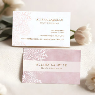 Elegantes, rosa und weißes Blattwerk Visitenkarte