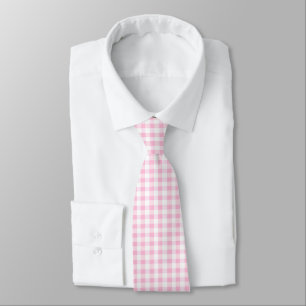 Elegantes rosa und weißes Gingham-Muster Krawatte