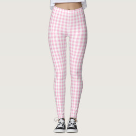 Elegantes rosa und weißes Gingham-Muster Leggings