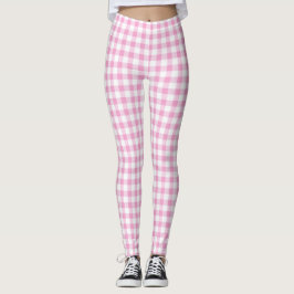 Elegantes rosa und weißes Gingham-Muster Leggings