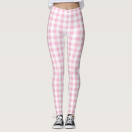 Elegantes rosa und weißes Gingham-Muster Leggings