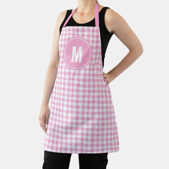 Elegantes rosa und weißes Gingham-Muster Schürze (InSitu)
