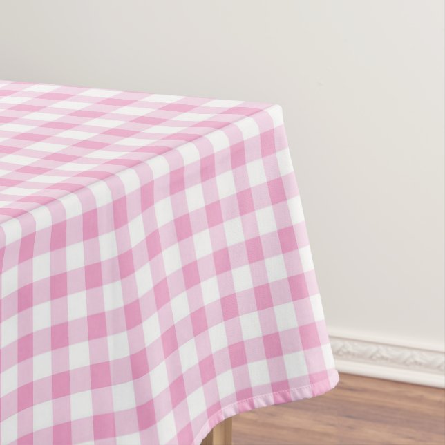 Elegantes rosa und weißes Gingham-Muster Tischdecke (Beispiel)