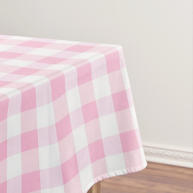 Elegantes rosa und weißes Gingham-Muster Tischdecke (Beispiel)