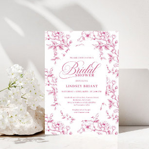 Elegantes rosa und weißes Rosenmuster Brautparty Einladung